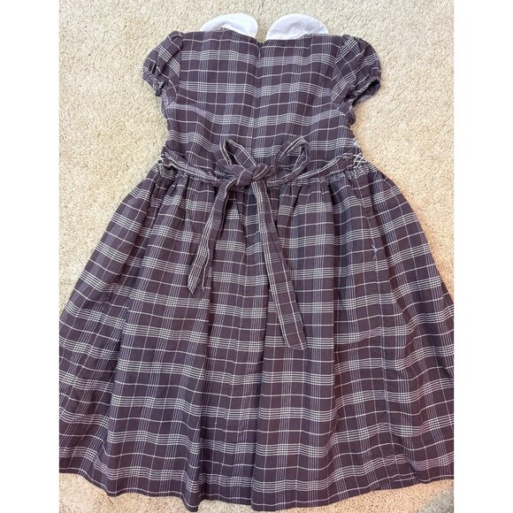 Charter Club Girl's Sz. 5 Brown White Plaid Dress White Collar Thanksgiving Fall - Picture 5 of 11